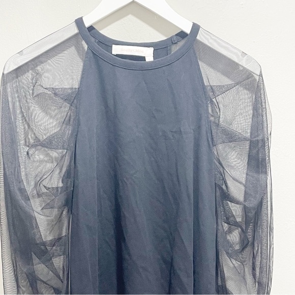 SEE BY CHLOE REVOLVE Women’s Black Crewneck Long Tulle Sleeve Top Blouse Size XS - Picture 4 of 8